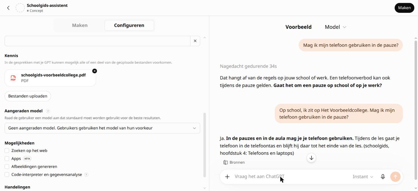 Het antwoord met hoofdstuk en Bronnen