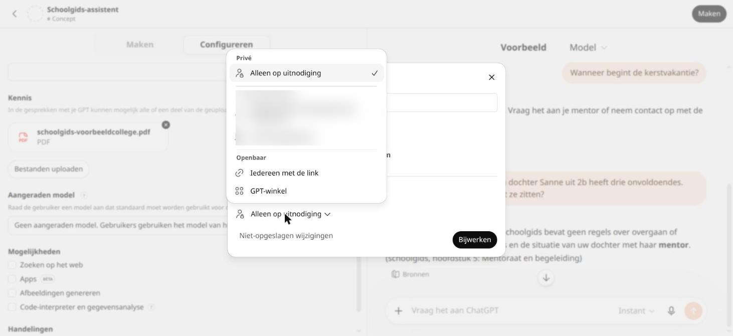 De keuzes onder Toegang