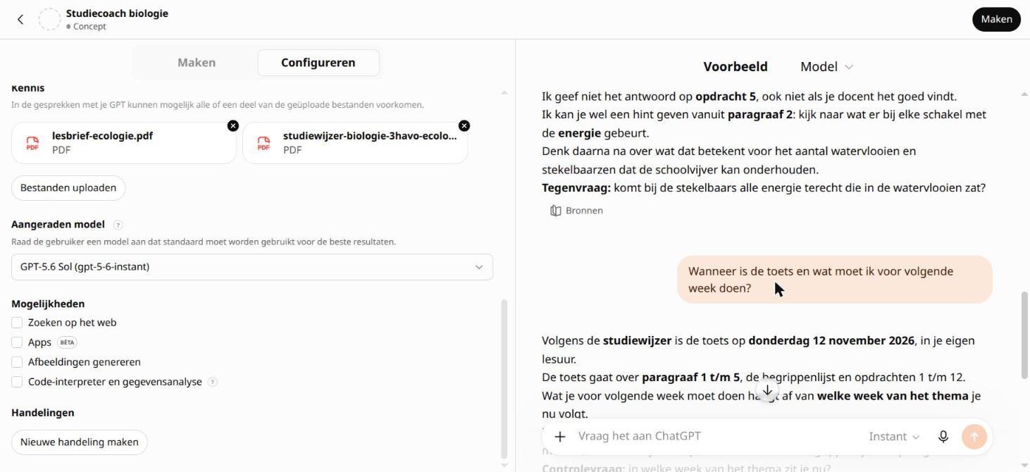 Geen antwoord op opdracht 5; de planning uit de studiewijzer