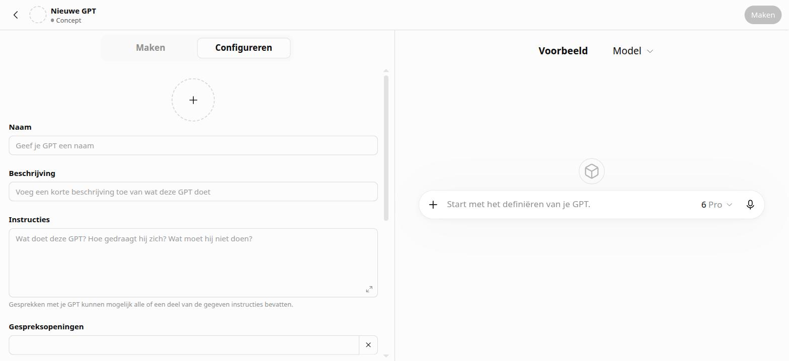 Het lege formulier onder Configureren