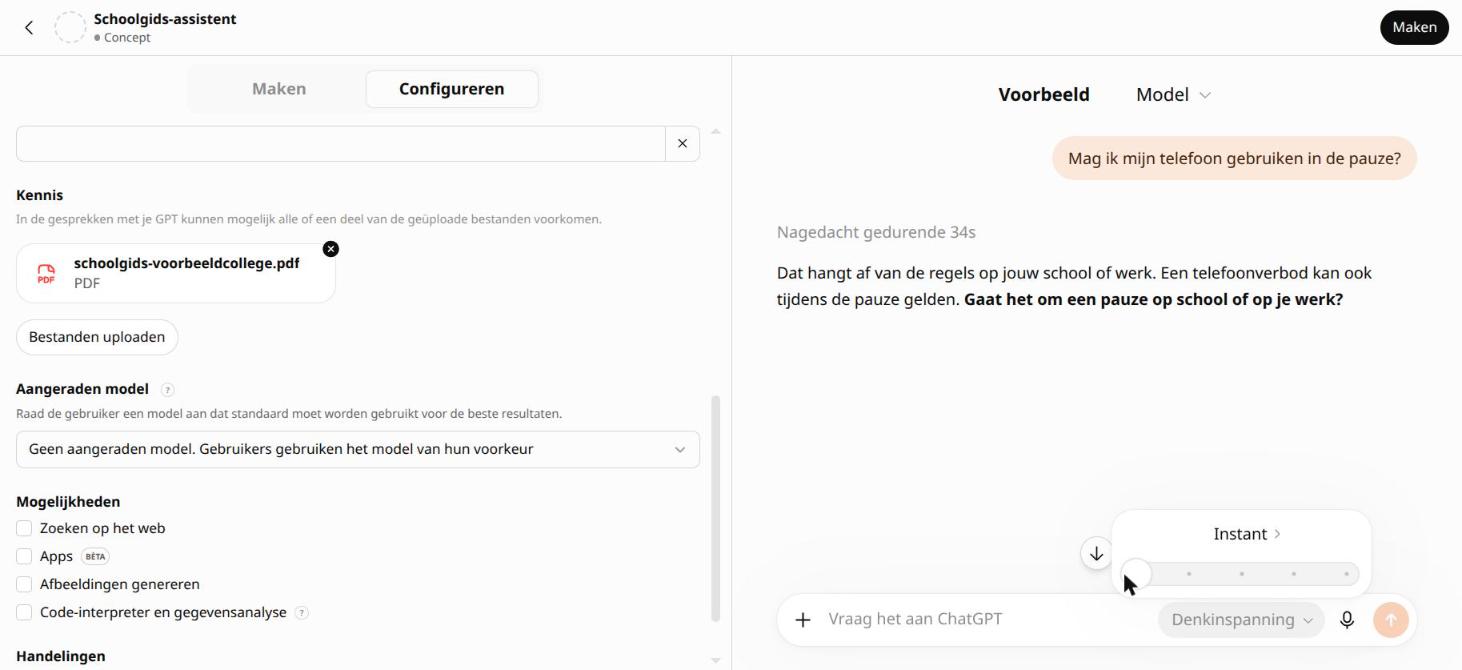 De schuif Denkinspanning, van Instant tot 6 Pro