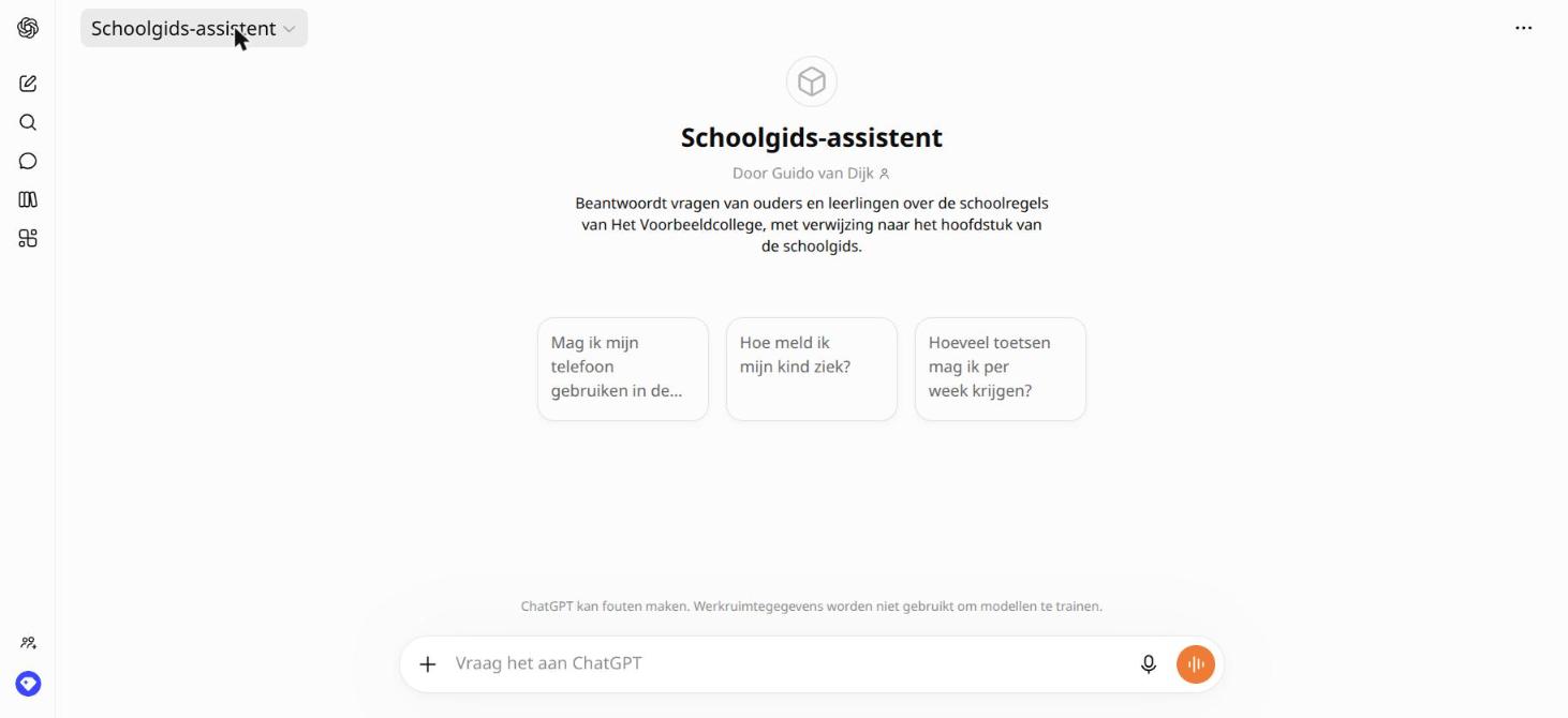 Dezelfde chat zonder linkermenu