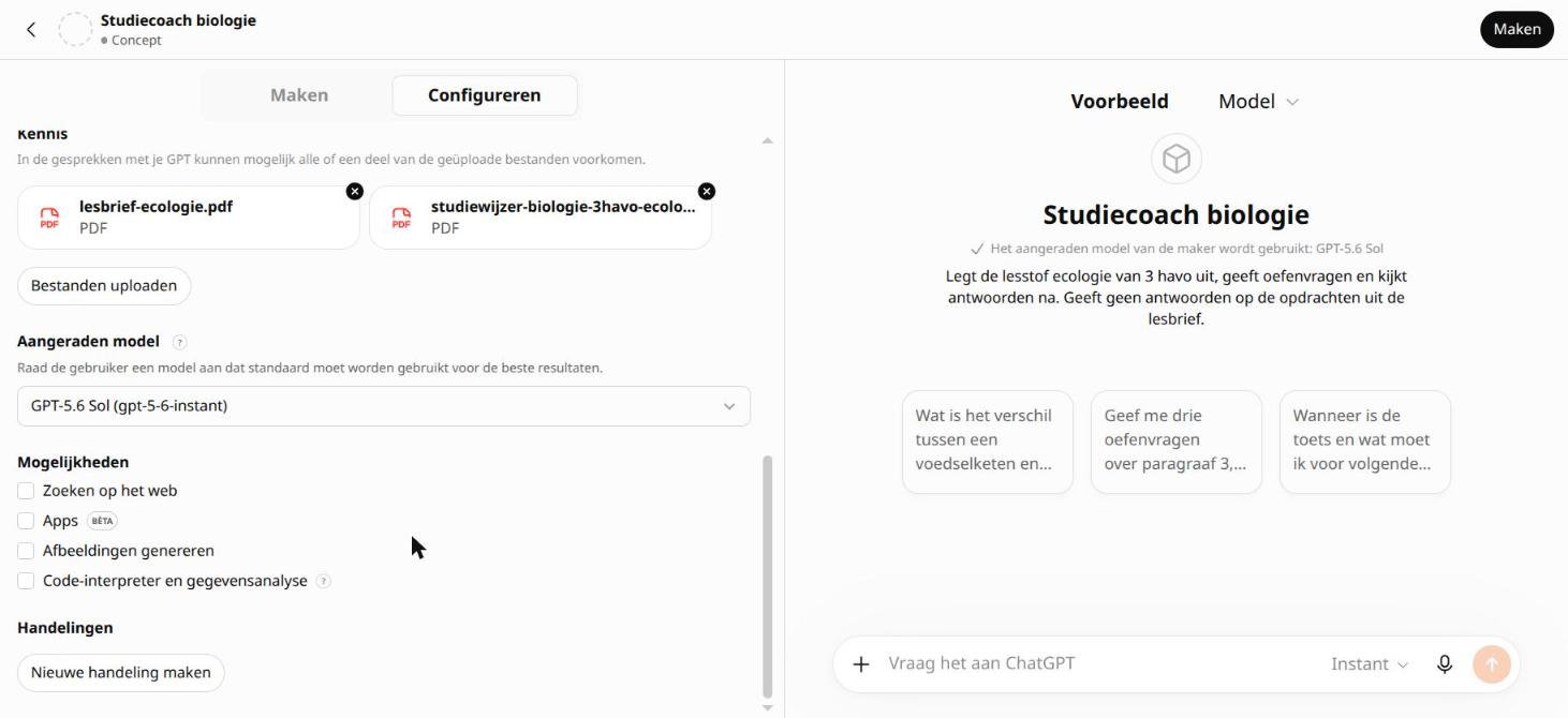 Twee kennisbestanden, het model, alle mogelijkheden uit