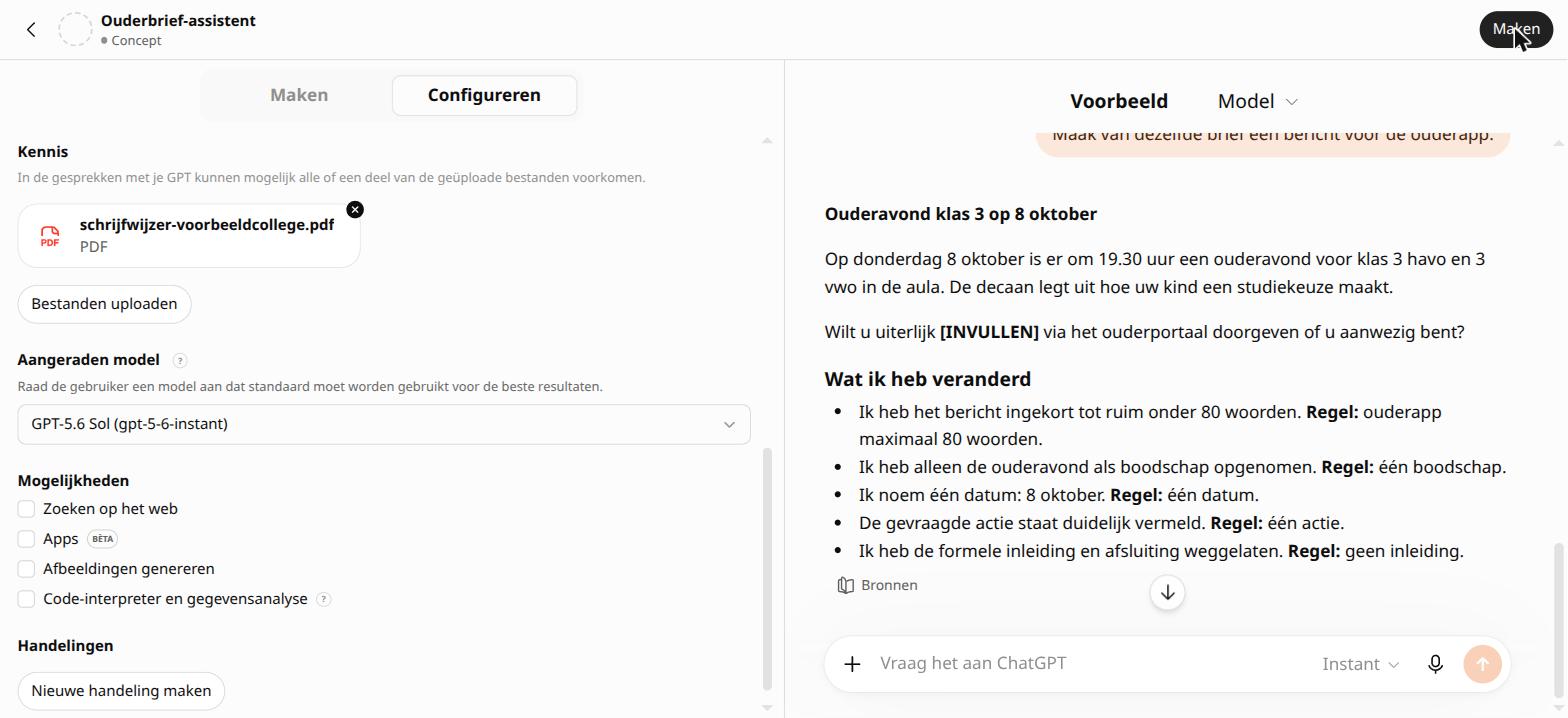 Het bericht voor de ouderapp