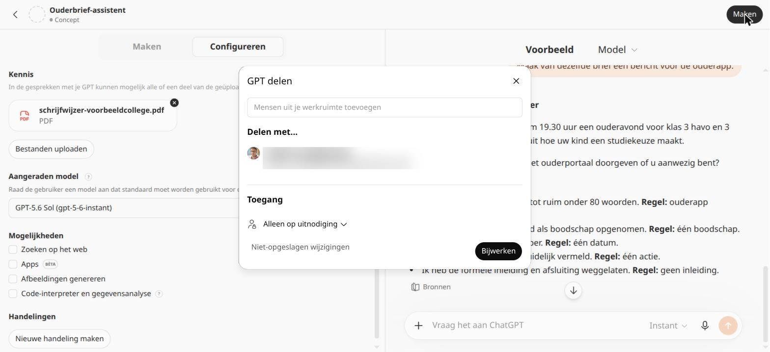GPT delen; de toegang blijft privé