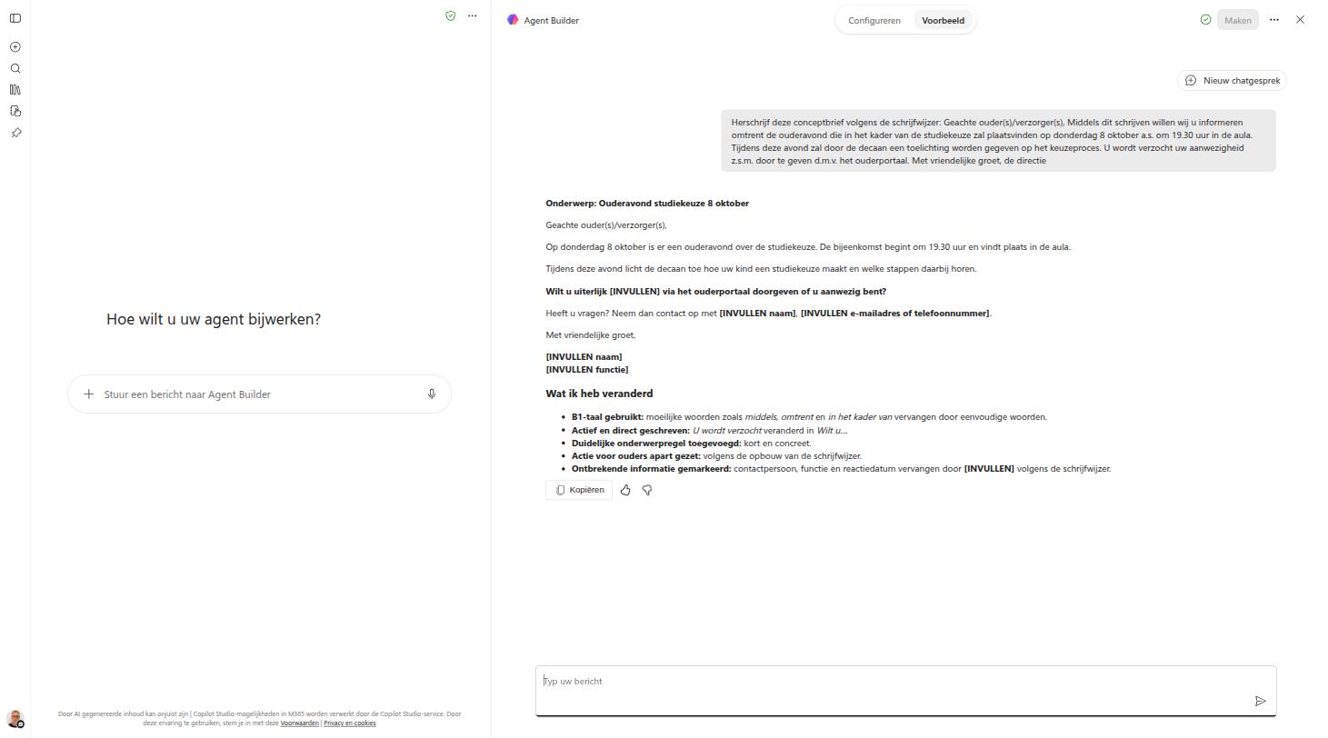 De herschreven brief met onderwerpregel, INVULLEN-plekken en "Wat ik heb veranderd"