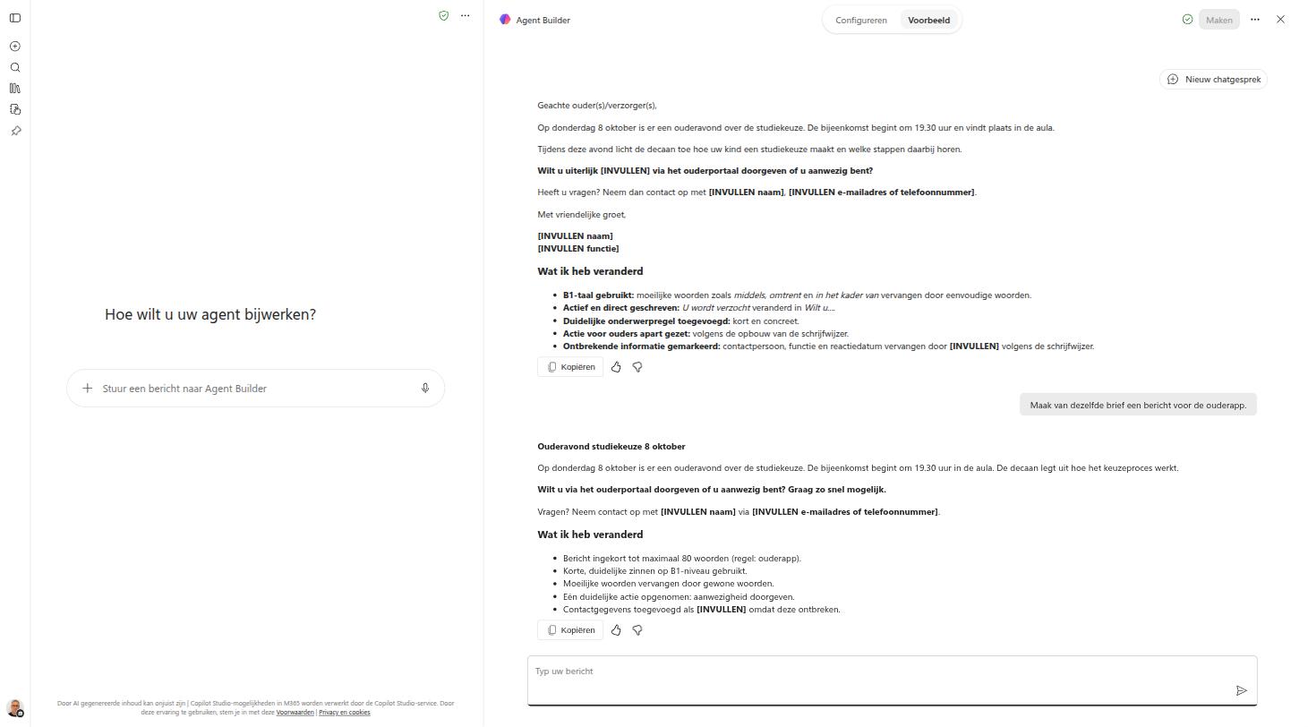Het ouderapp-bericht: kort, een datum, een actie