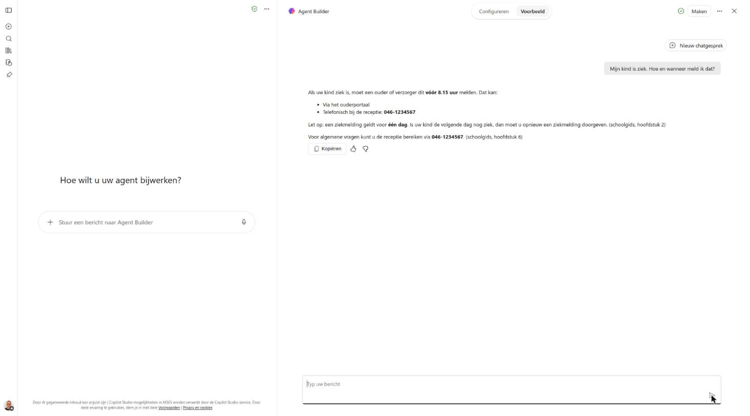Het eerste antwoord: voor 8.15 uur, ouderportaal of receptie, hoofdstuk 2