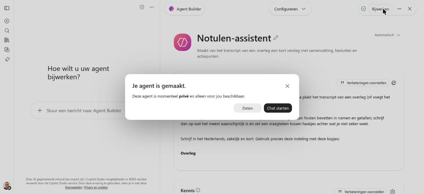 De agent is gemaakt