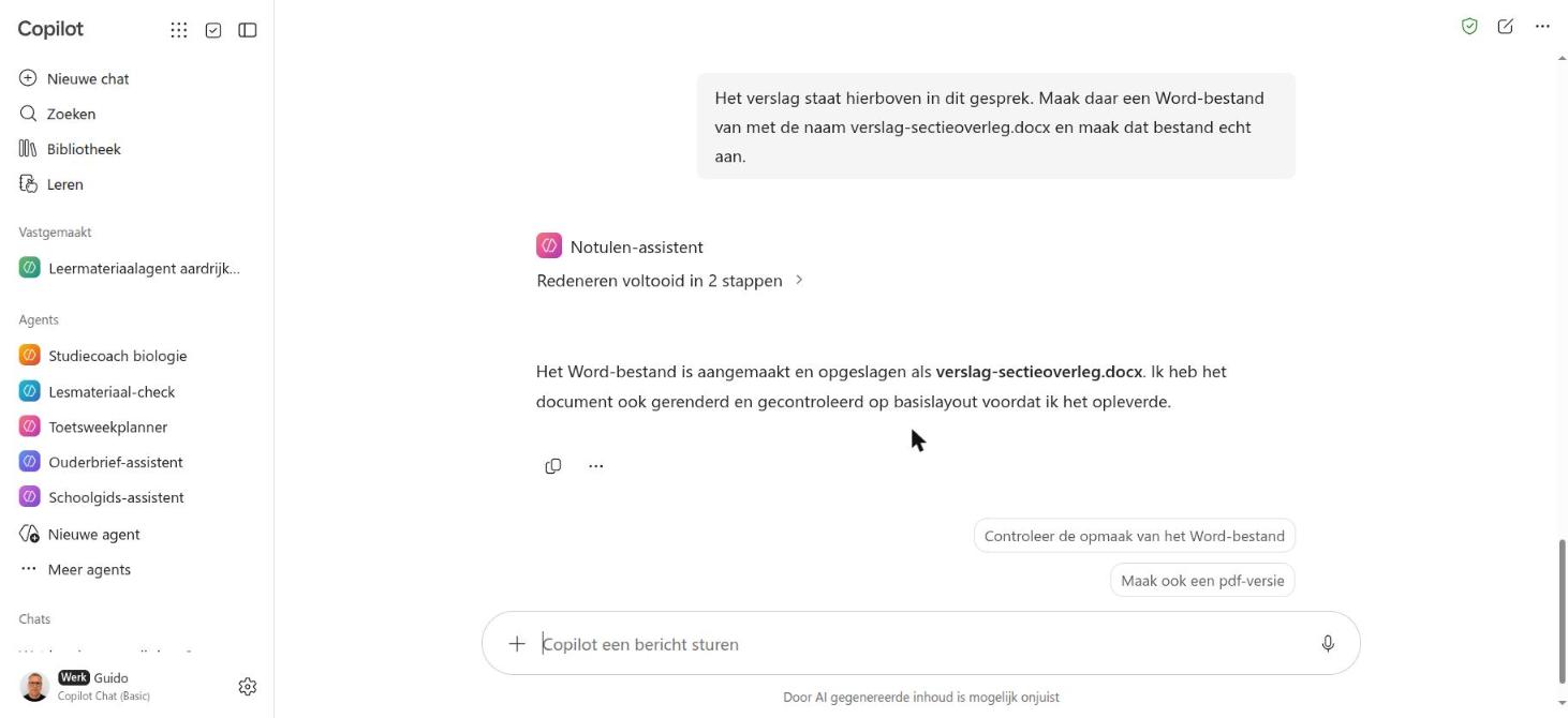 Het Word-bestand is gemaakt