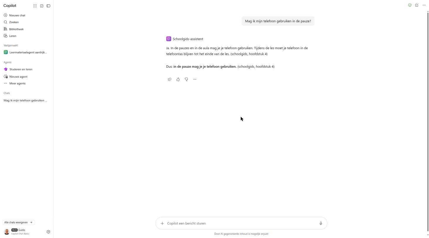 De agent in gebruik: kort antwoord met hoofdstukverwijzing
