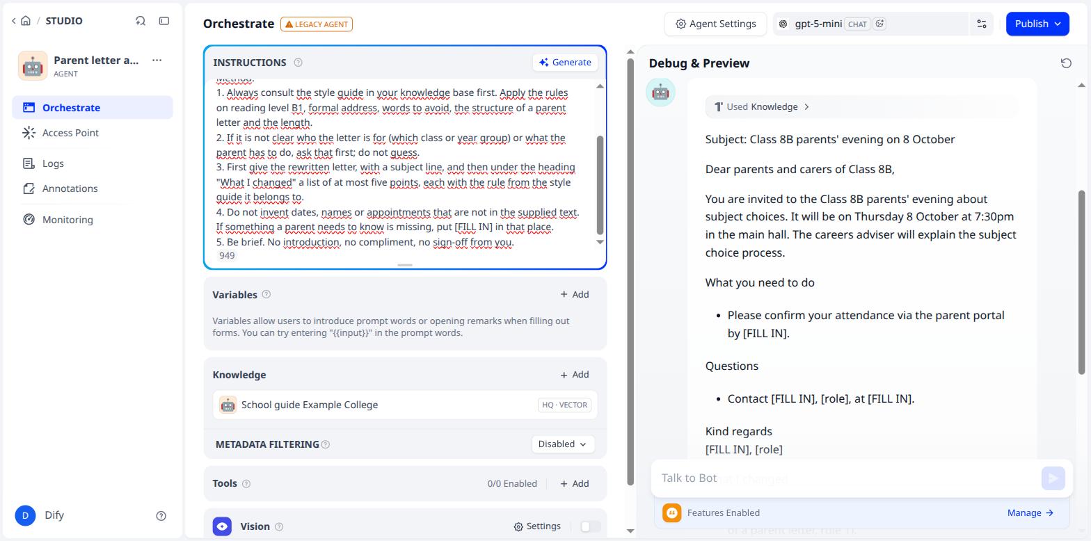 The answer: the rewritten letter with a subject line
