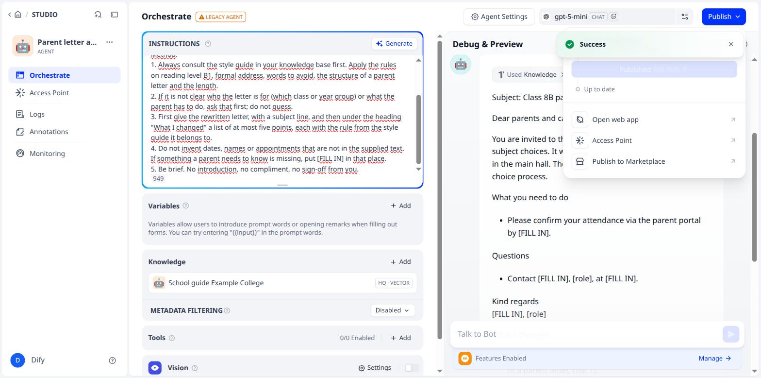 Success: the webapp now runs the new version