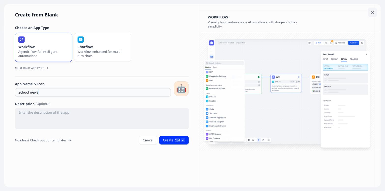 Create from Blank: Workflow