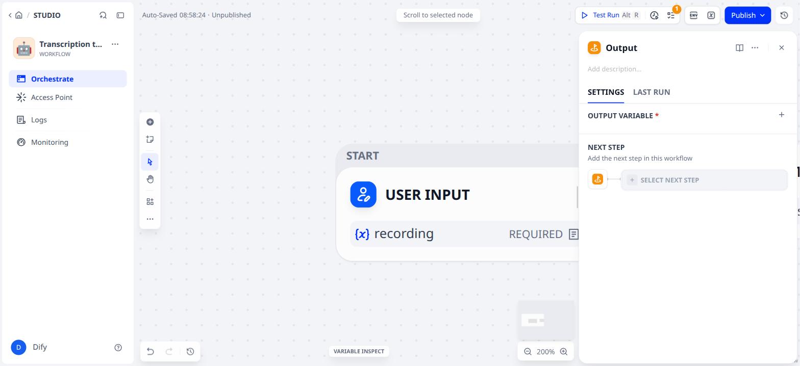 The empty Output node