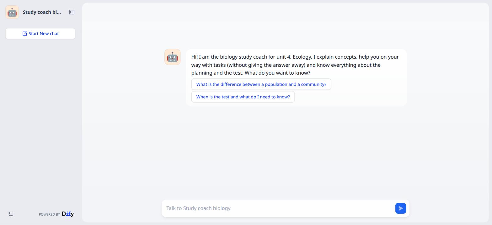 The webapp: opening message and example questions