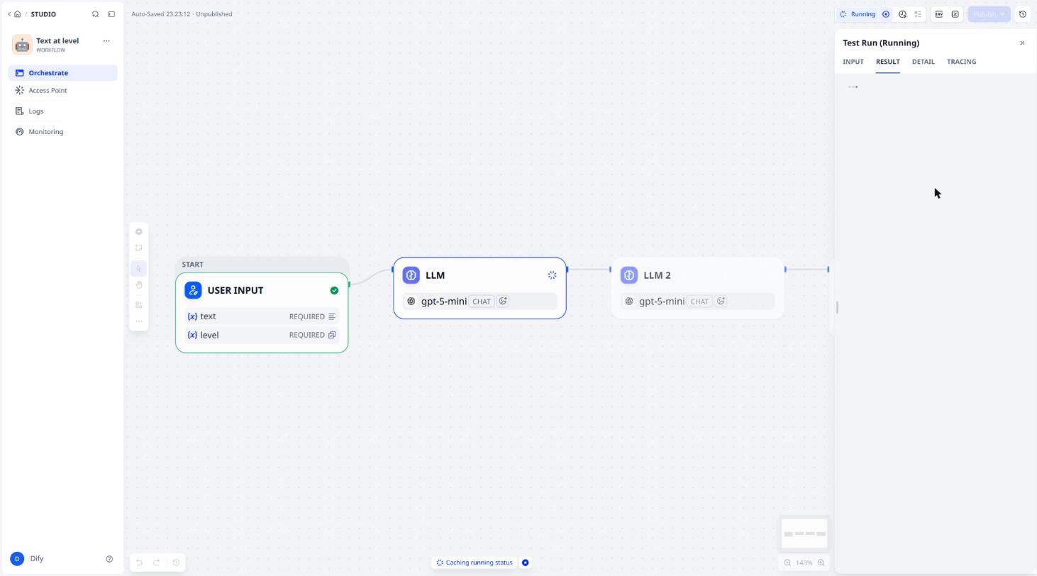 The workflow running