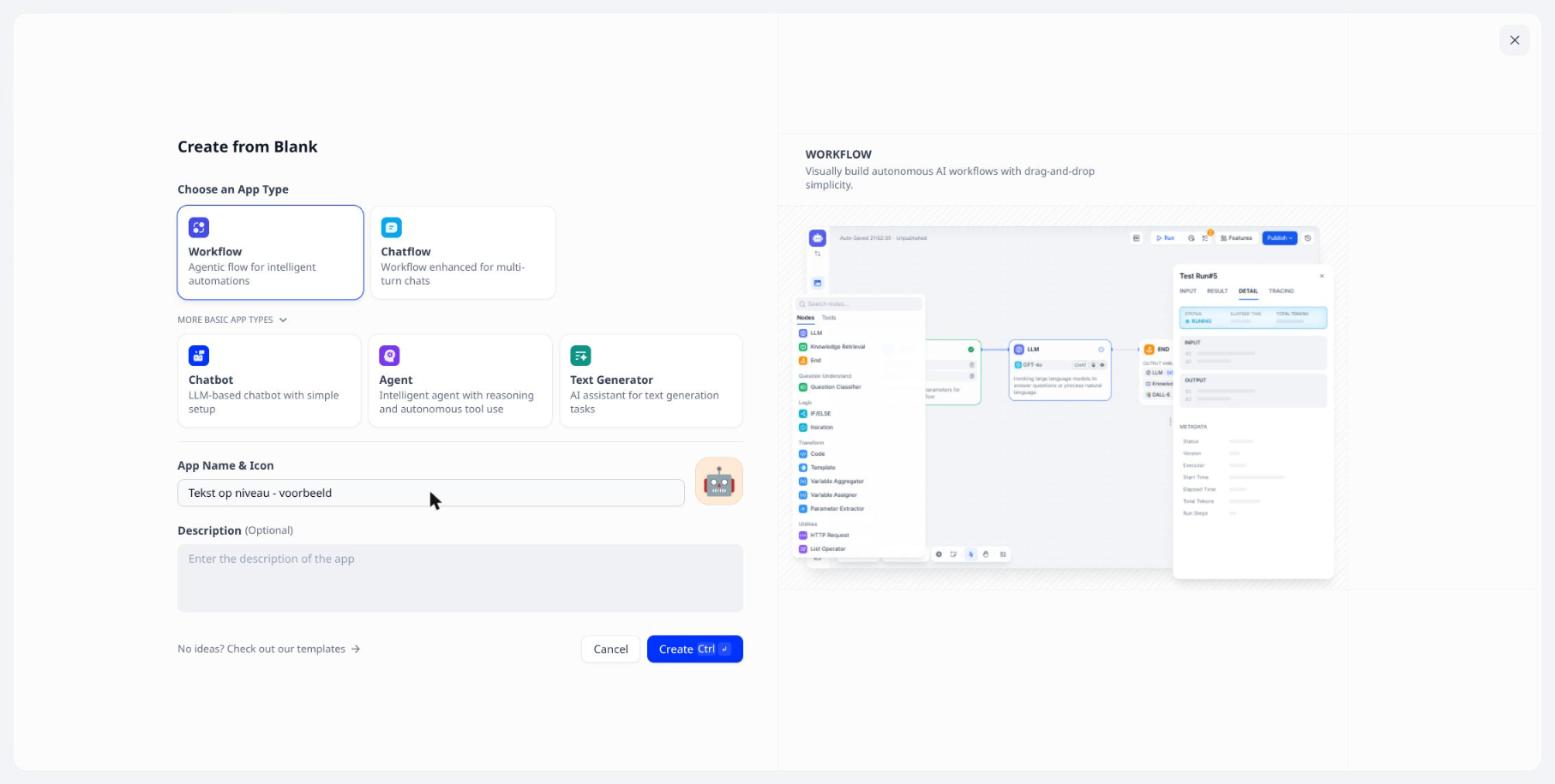 Workflow chosen, name filled in