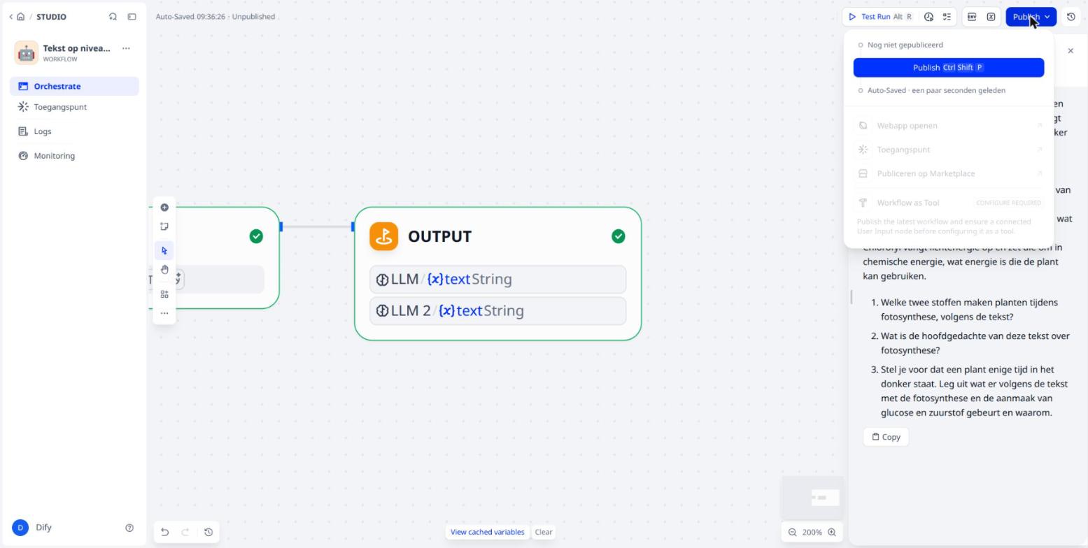 The Publish menu, not yet published