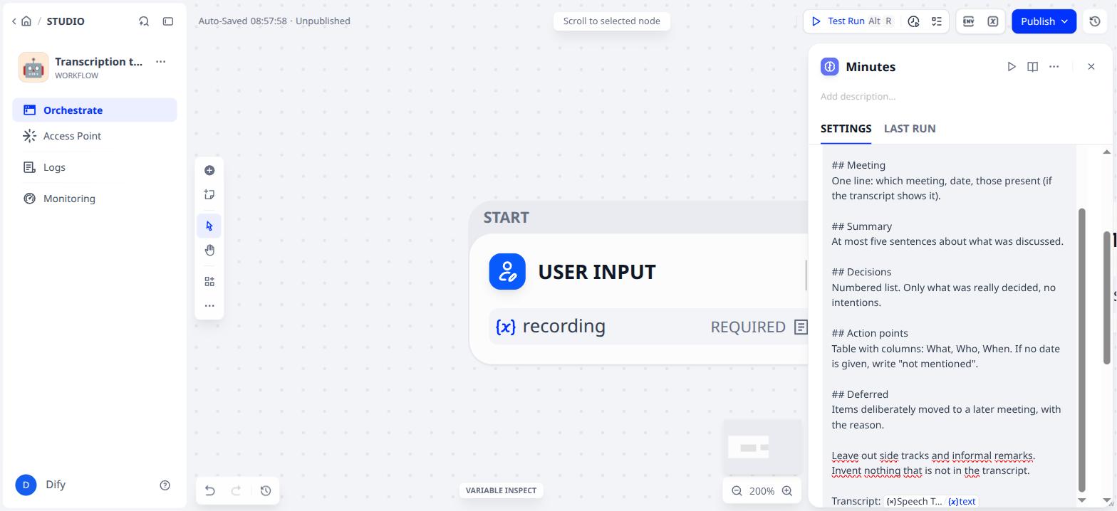 The Minutes node, complete