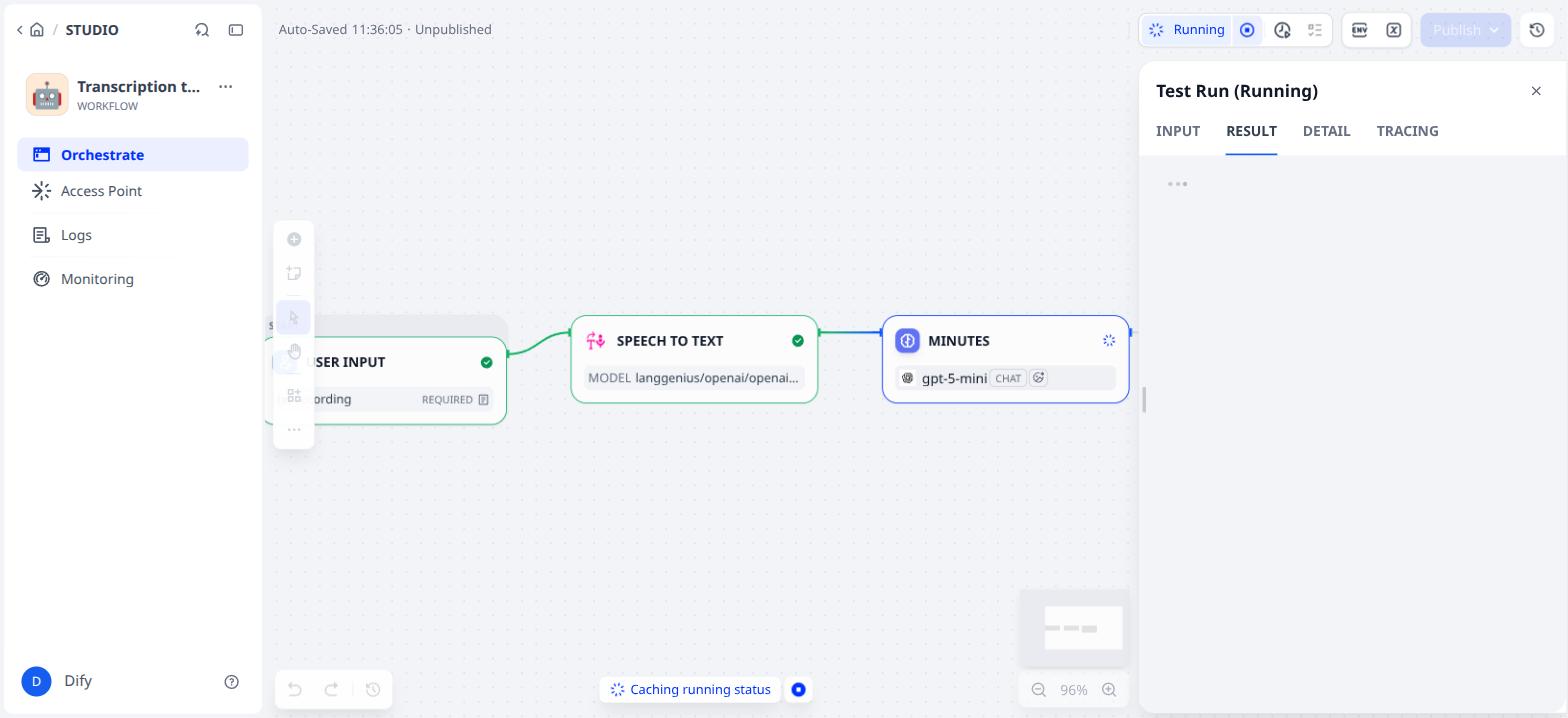 The Minutes node writing