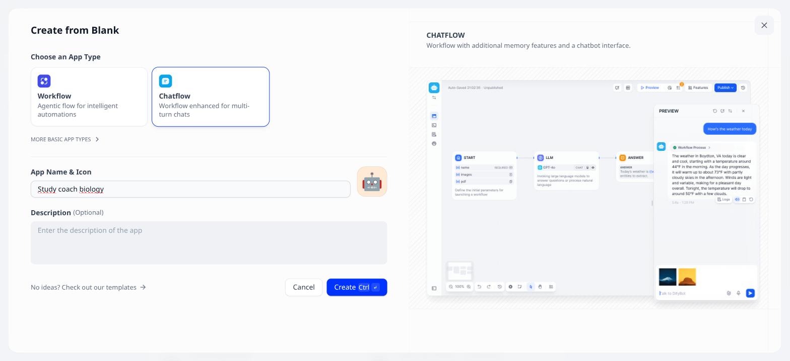 Create from Blank: Chatflow