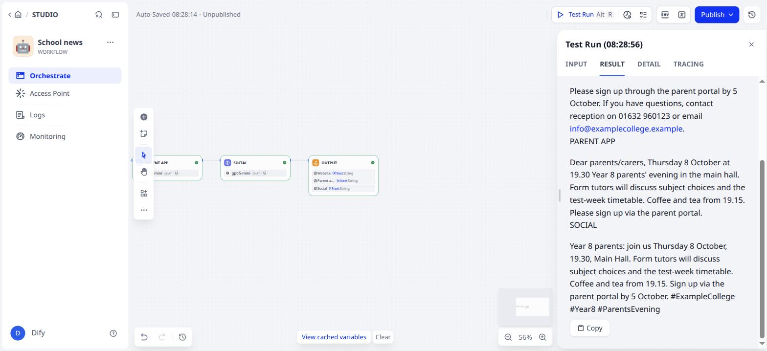 All three texts, with the labels WEBSITE, PARENT APP and SOCIAL