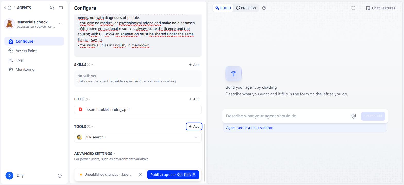 OER search under TOOLS