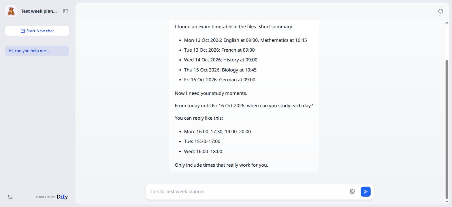 The conversation in the webapp
