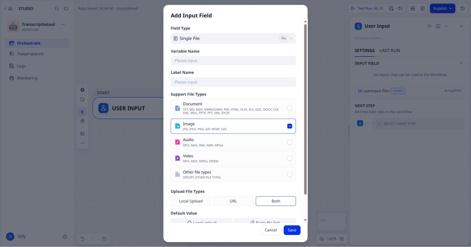 Single File: choosing file types
