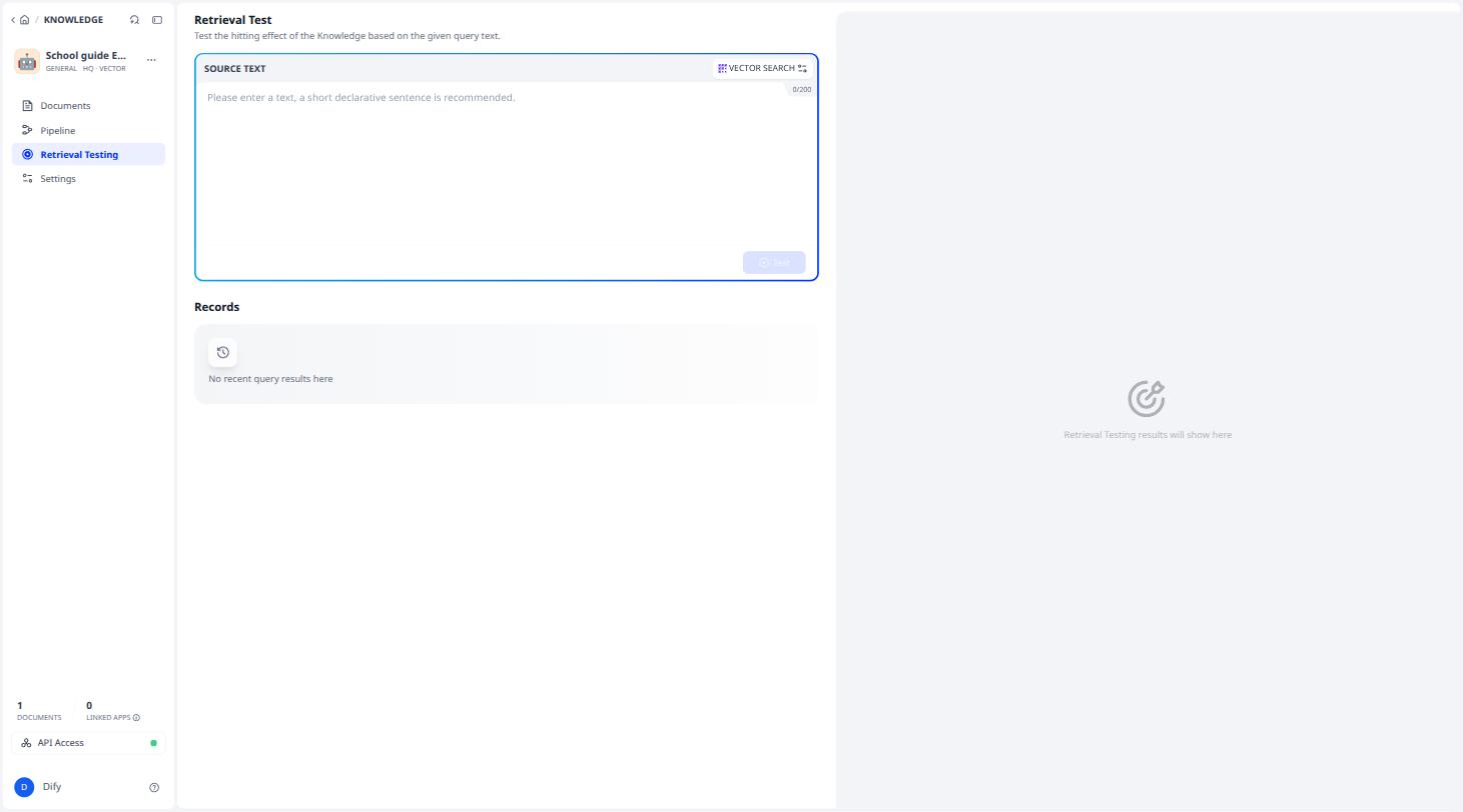 Retrieval Testing, before the first query