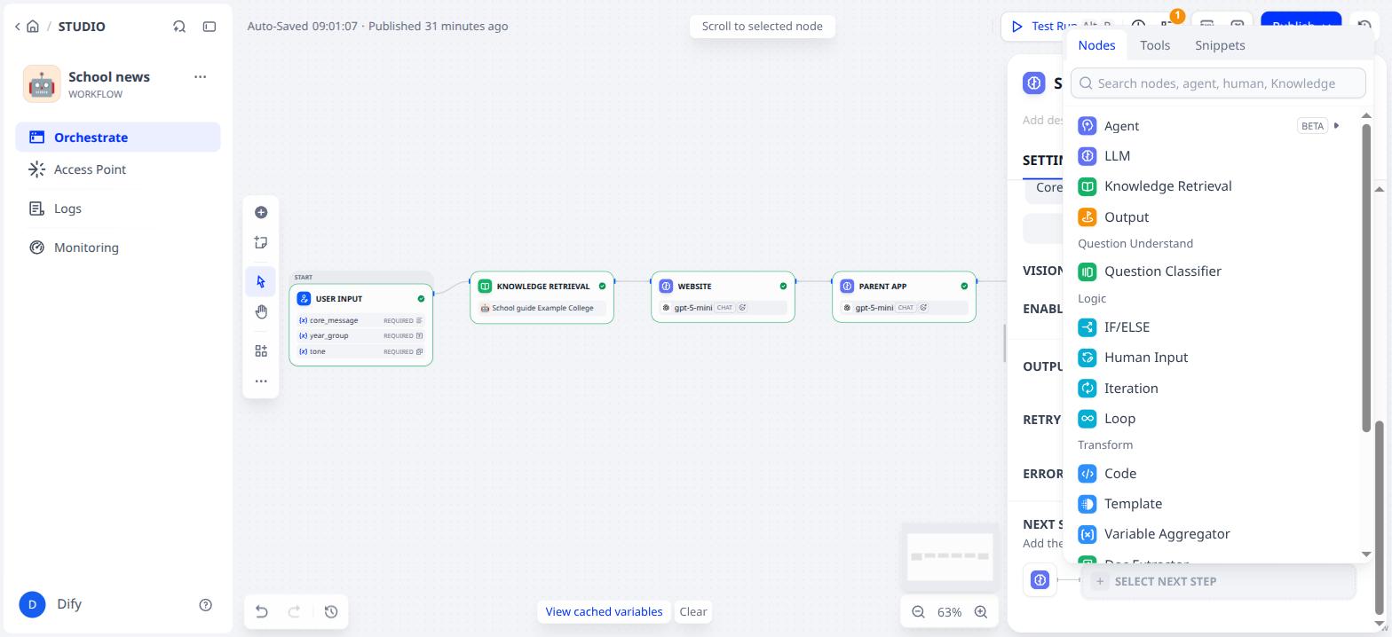The list of blocks