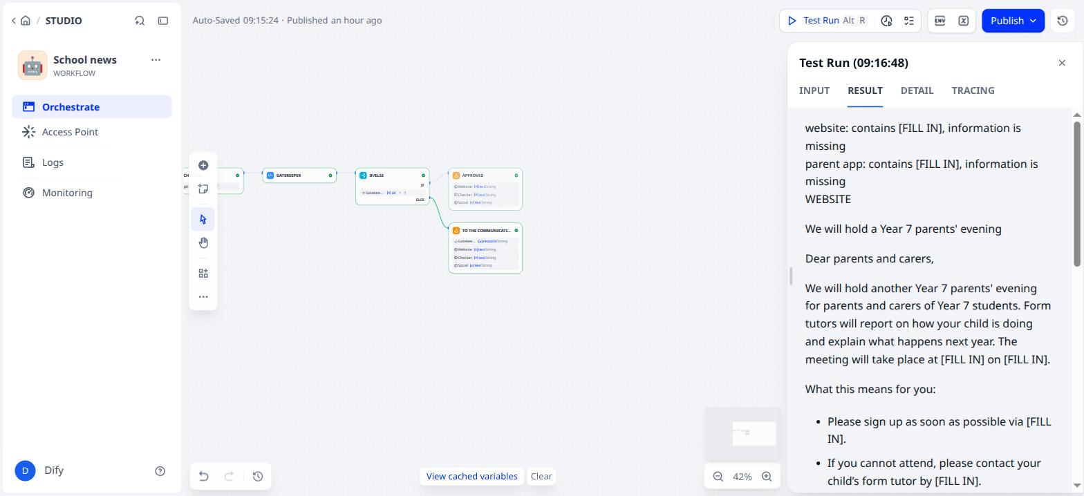 Test 2: rejected, with the reasons at the top
