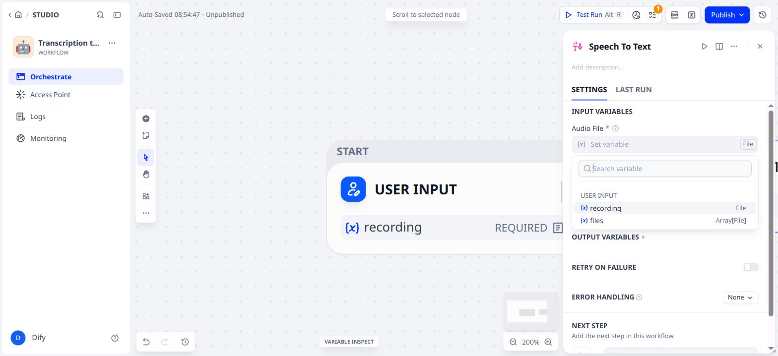 Connecting the recording