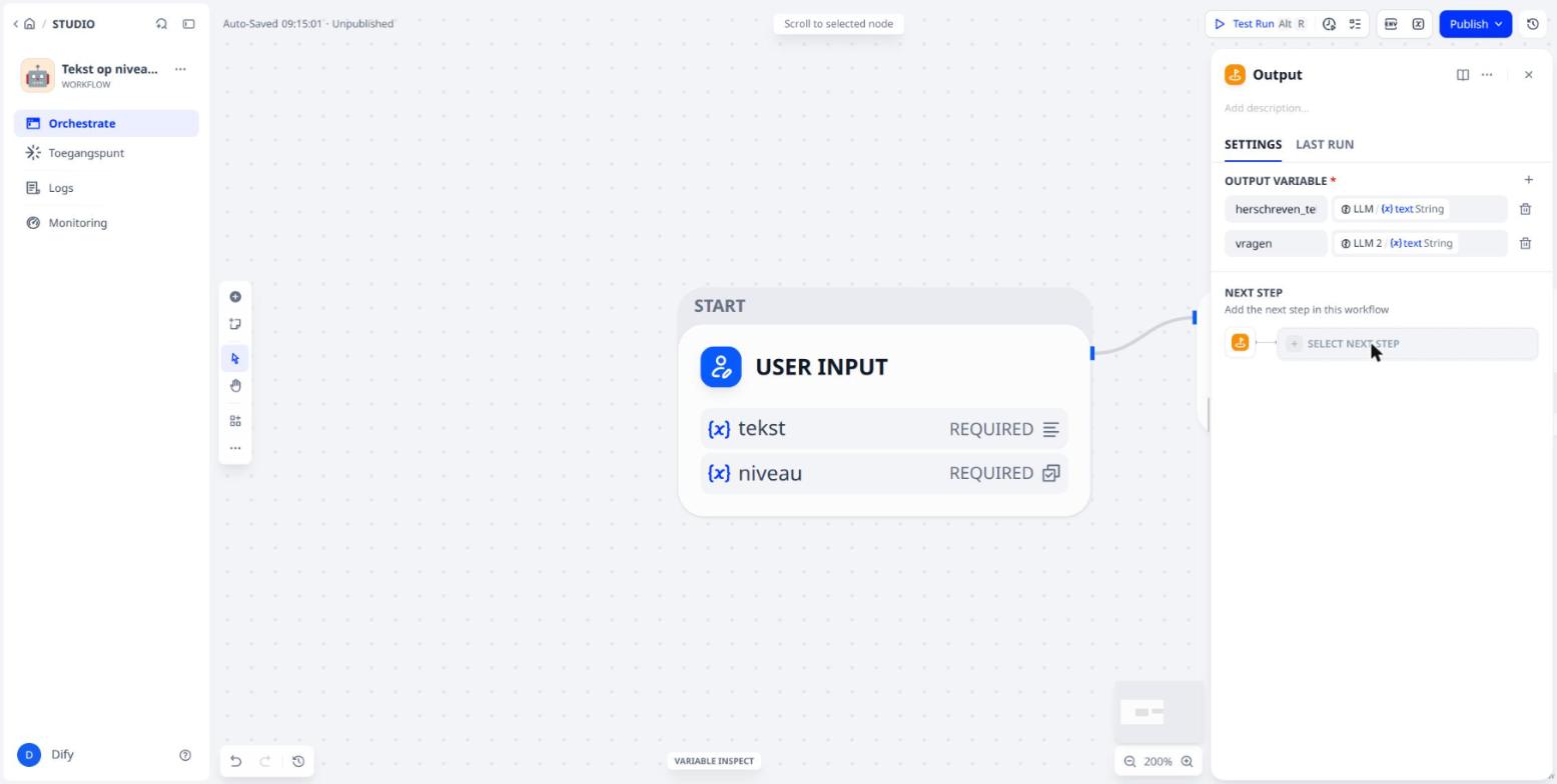 De Output-node met twee variabelen