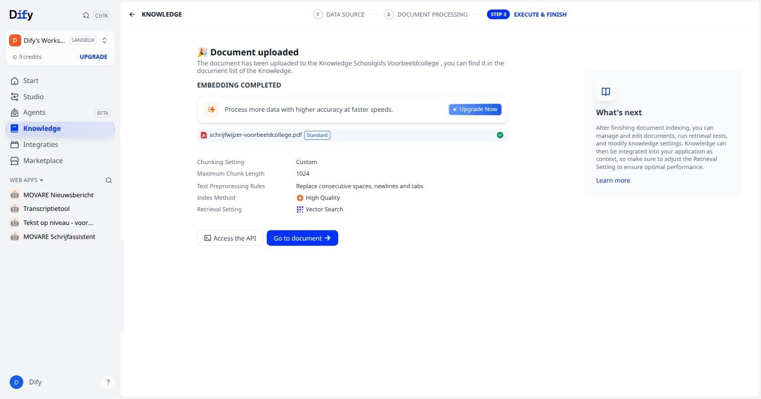 Document uploaded, embedding completed