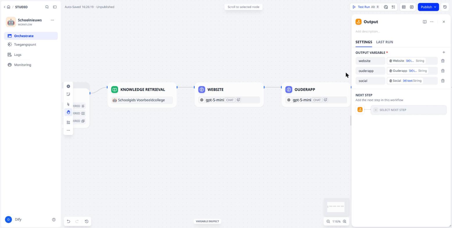 Output met drie variabelen