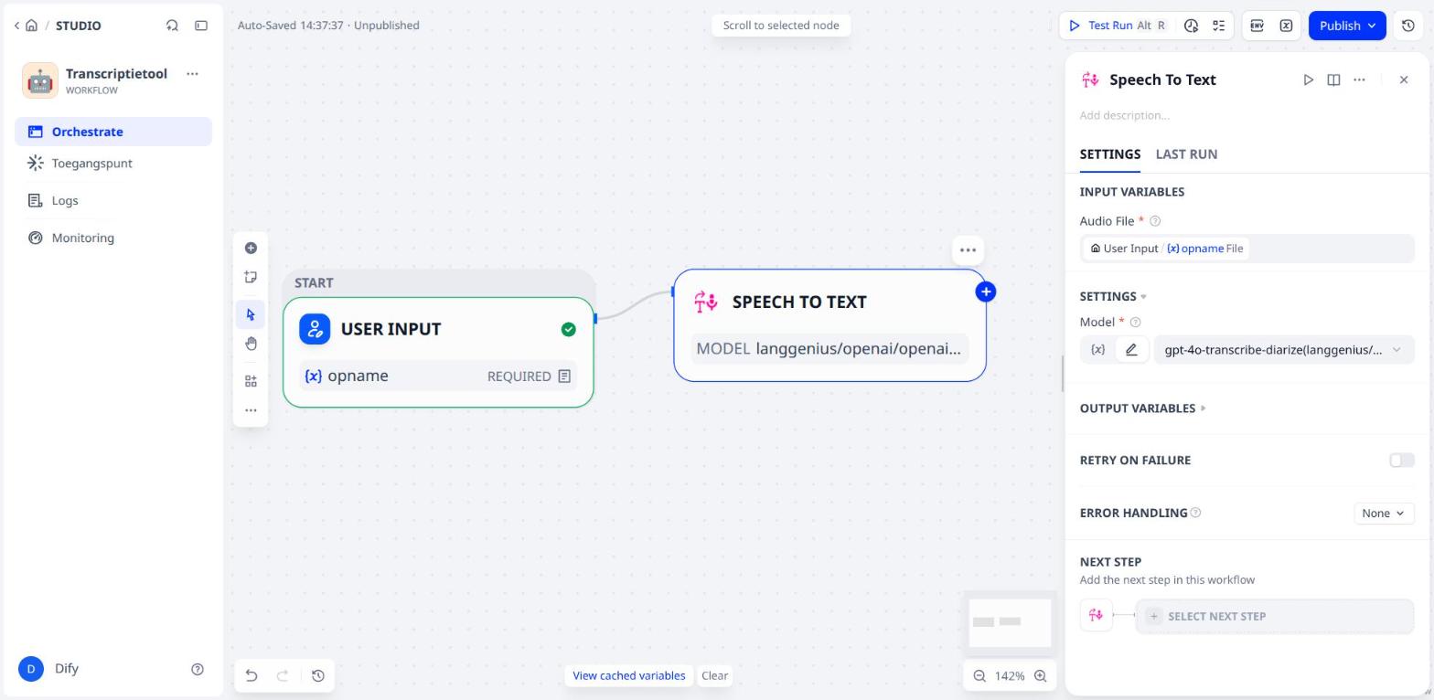 Speech To Text ingesteld