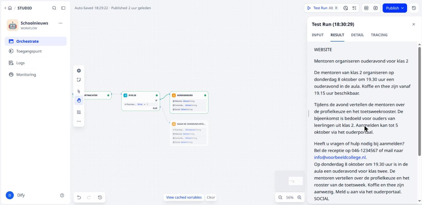 Test 1: het pad loopt via IF naar Goedgekeurd