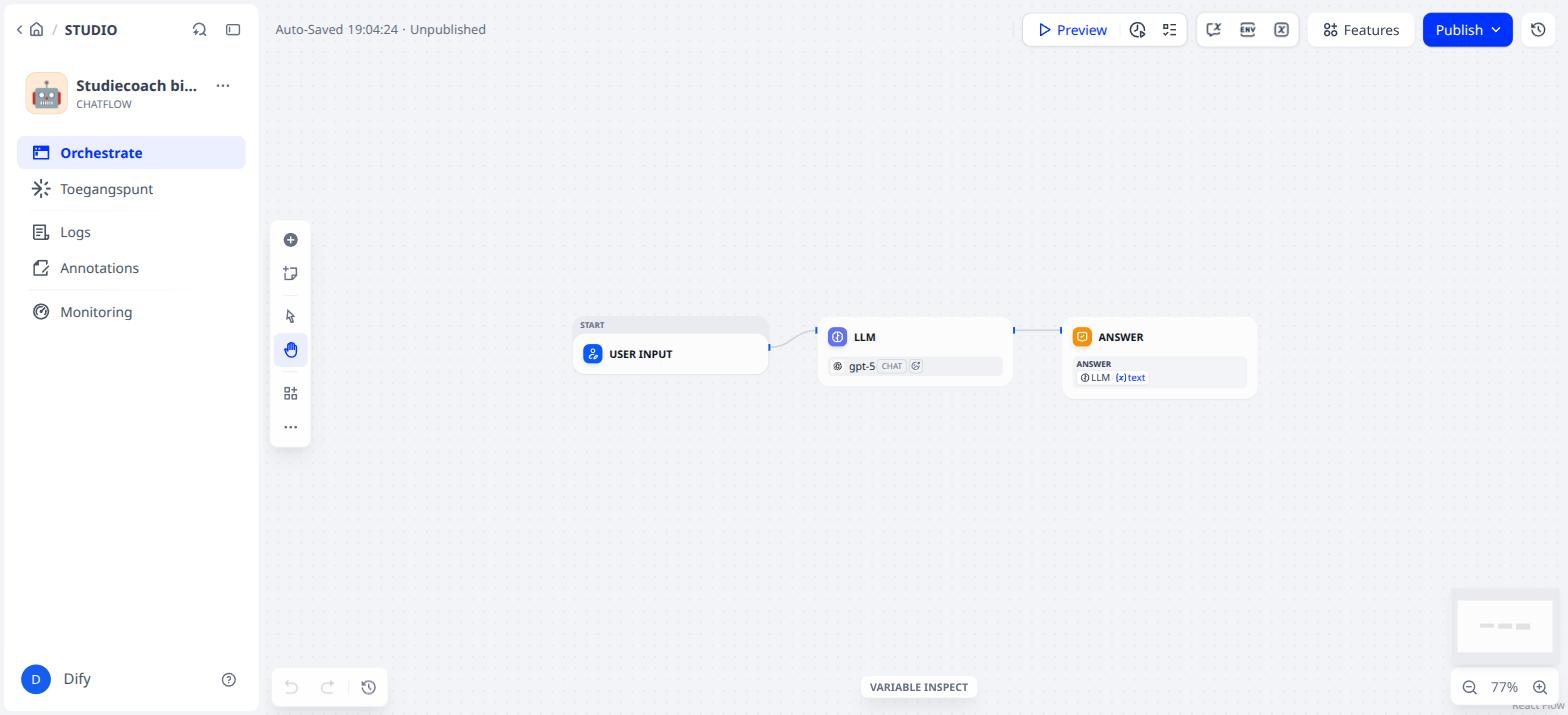 De standaardflow van een nieuwe Chatflow