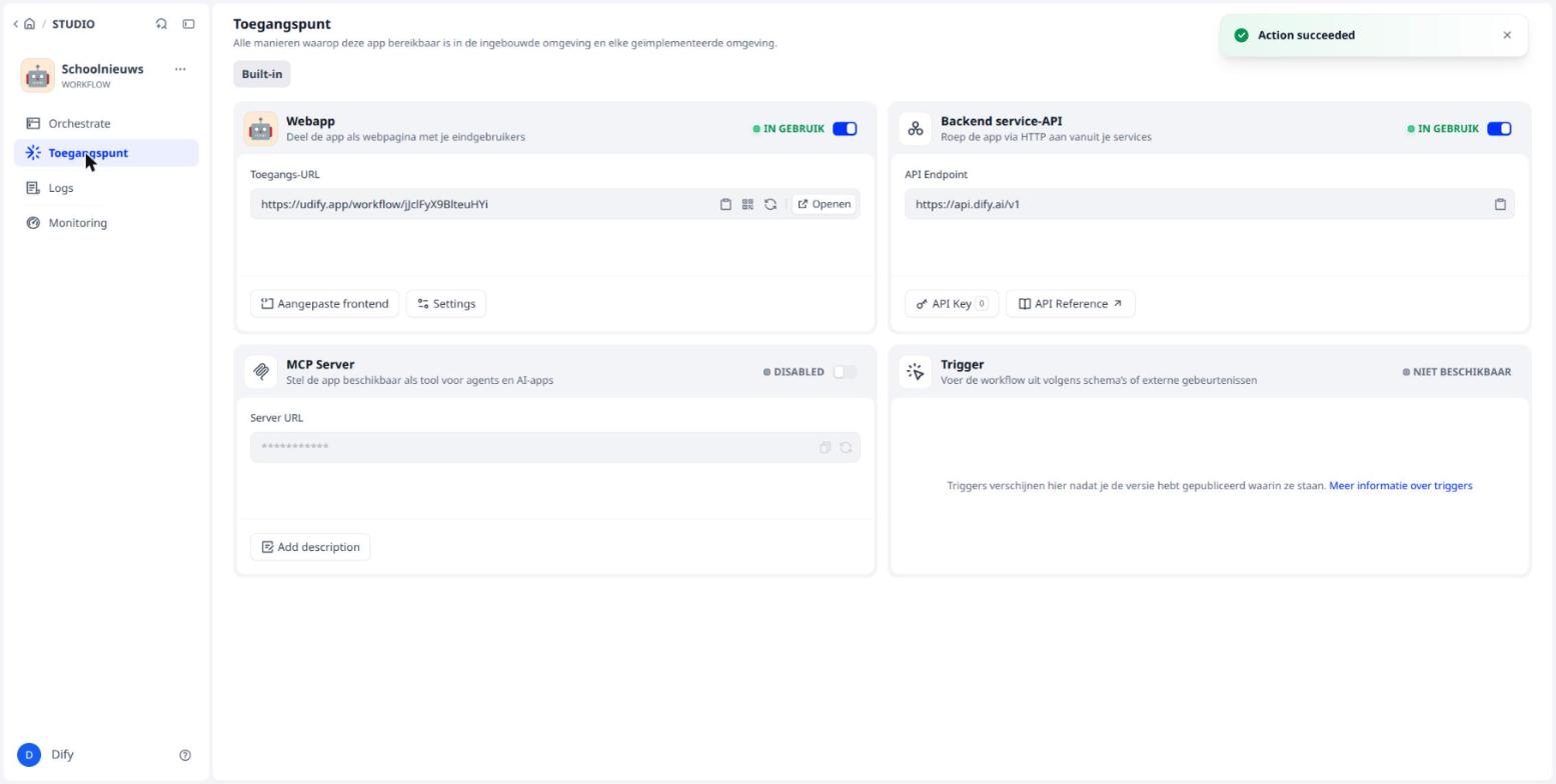 Toegangspunt met de webapp-link