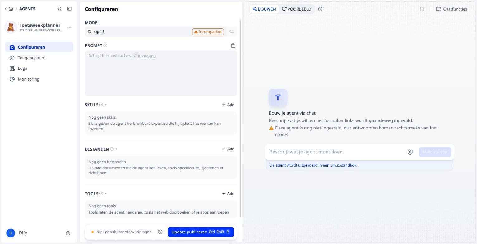 Het scherm Configureren van een nieuwe agent