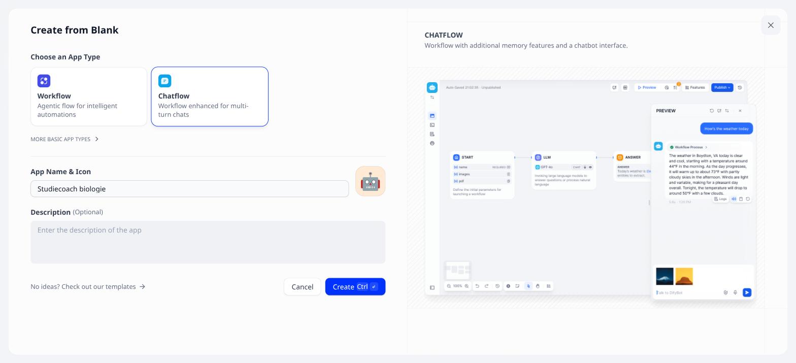 Create from Blank: Chatflow