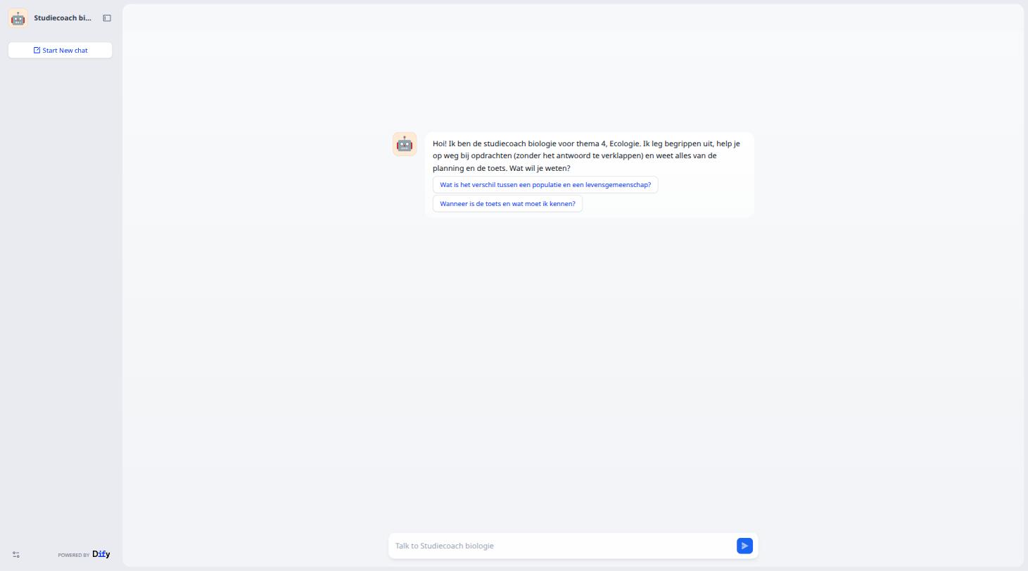 De webapp: openingsbericht en voorbeeldvragen