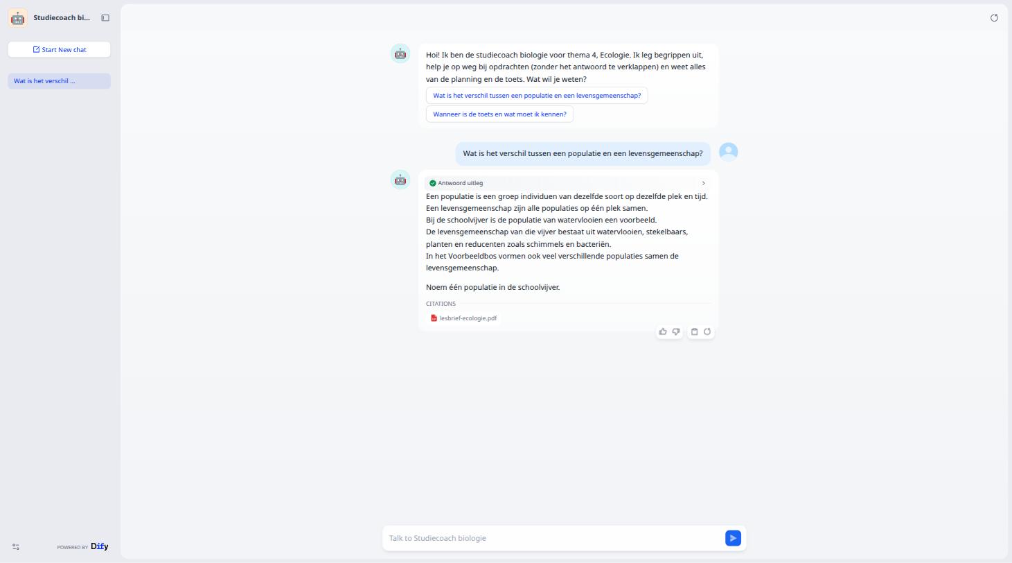 Een antwoord in de webapp, met bron