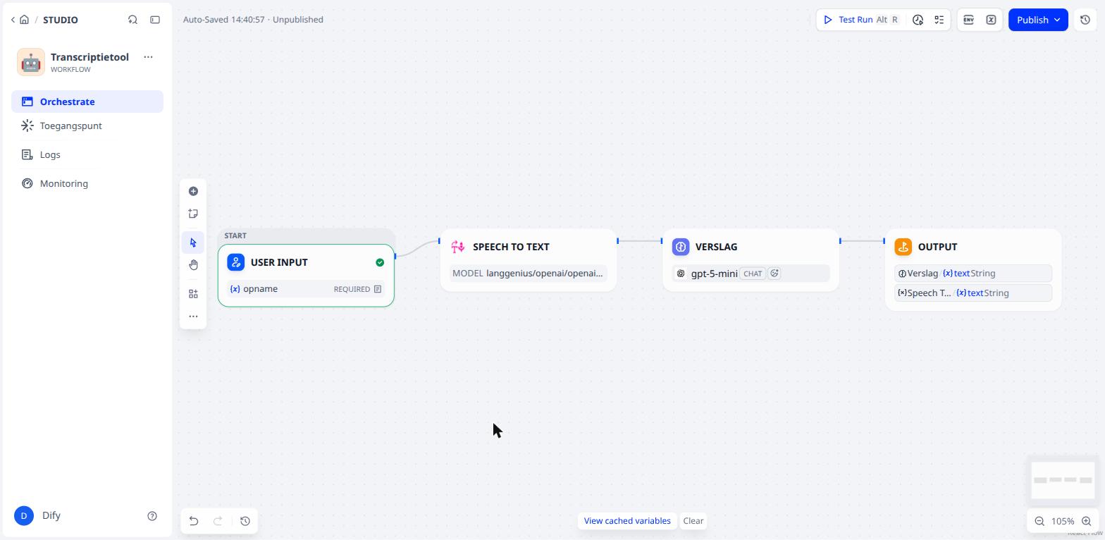 User Input, Speech To Text, Verslag, Output