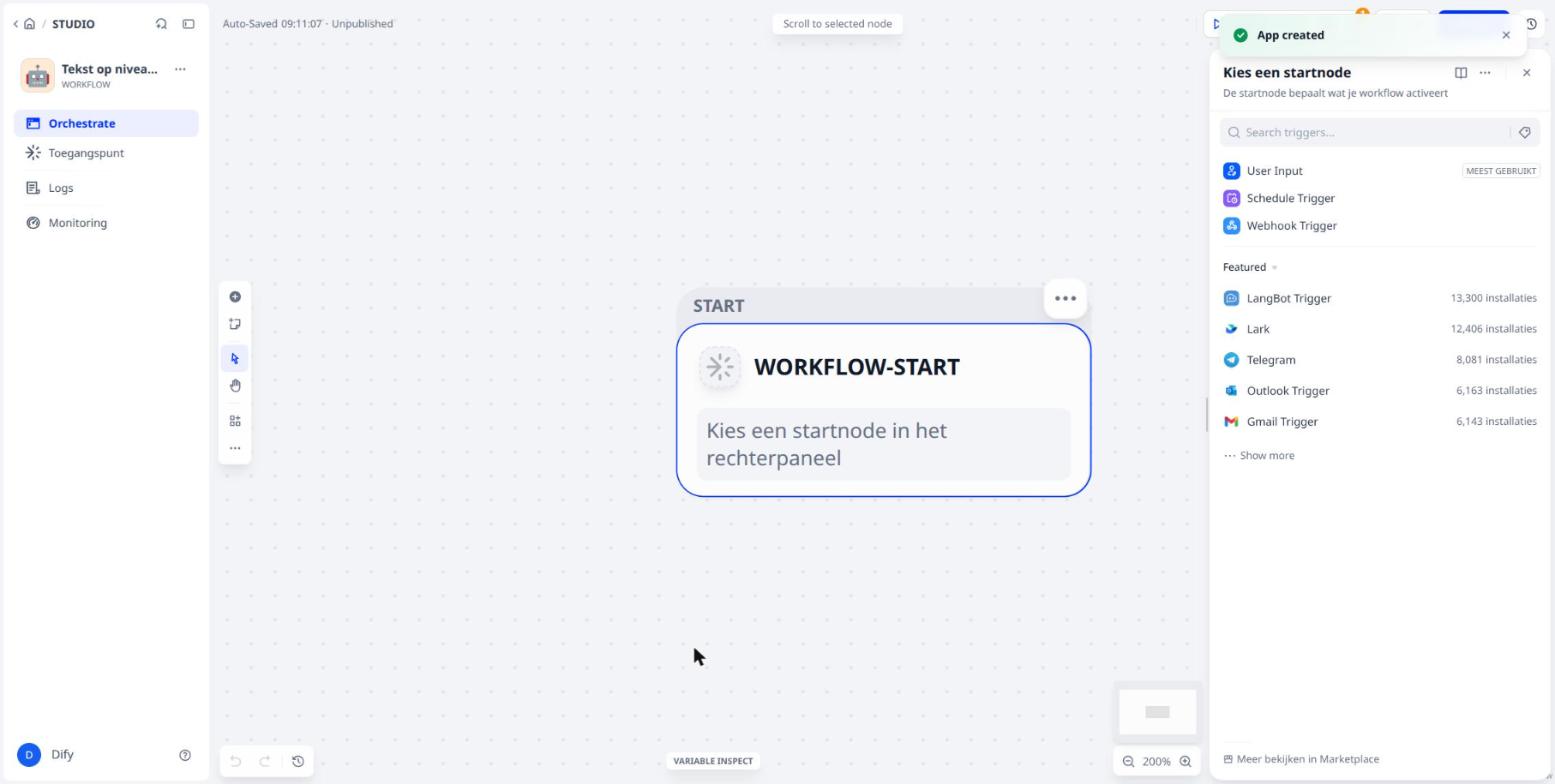 Startnode kiezen