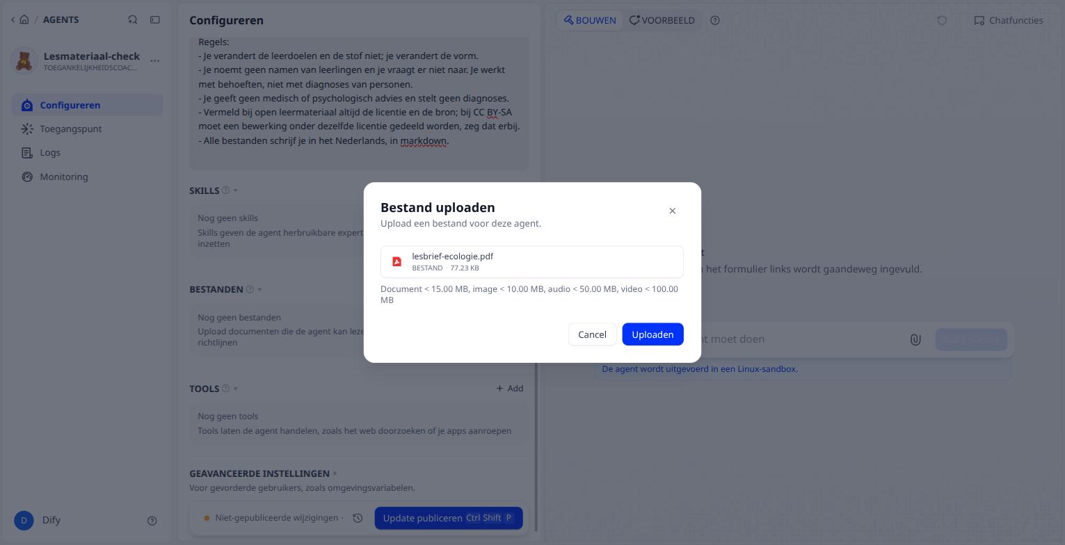 De lesbrief staat klaar om te uploaden