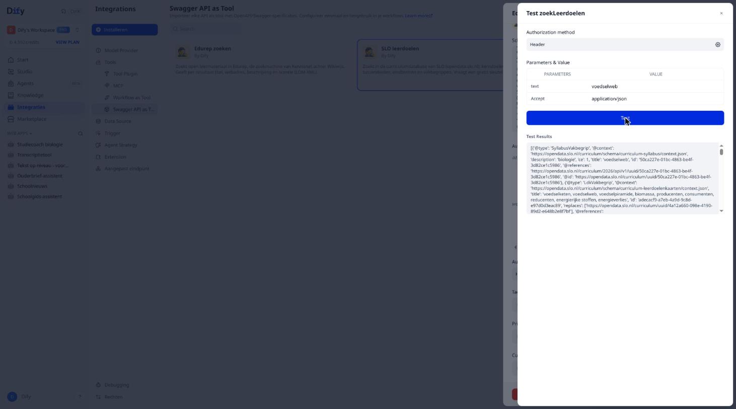 Het testresultaat: JSON met vakbegrippen en doelen
