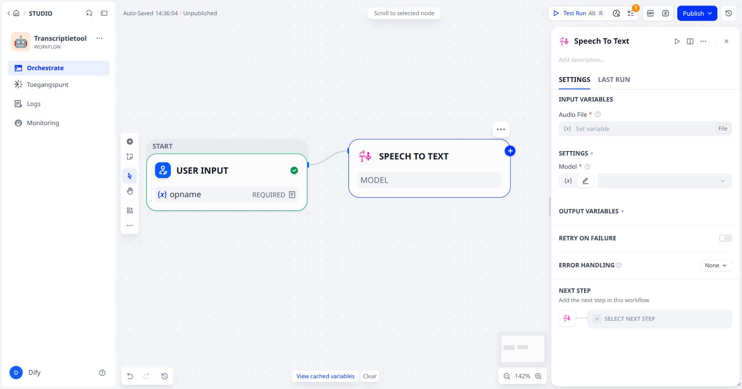De lege Speech To Text-node